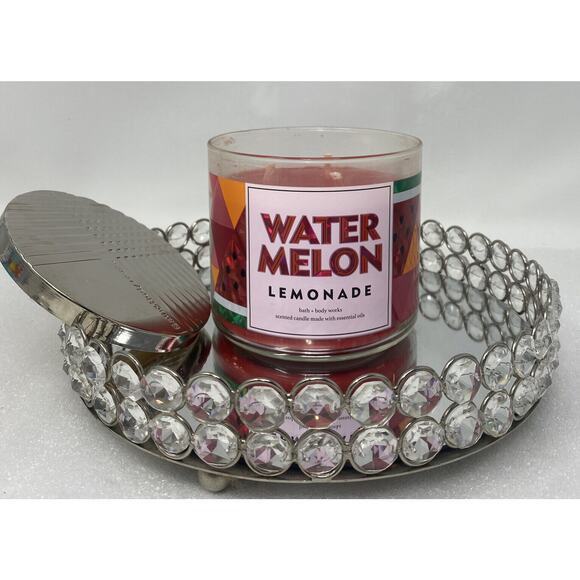 Bath & Body Works White Barn Watermelon Lemonade 3 Wick Candle 14.5 oz NEW - Picture 1 of 3
